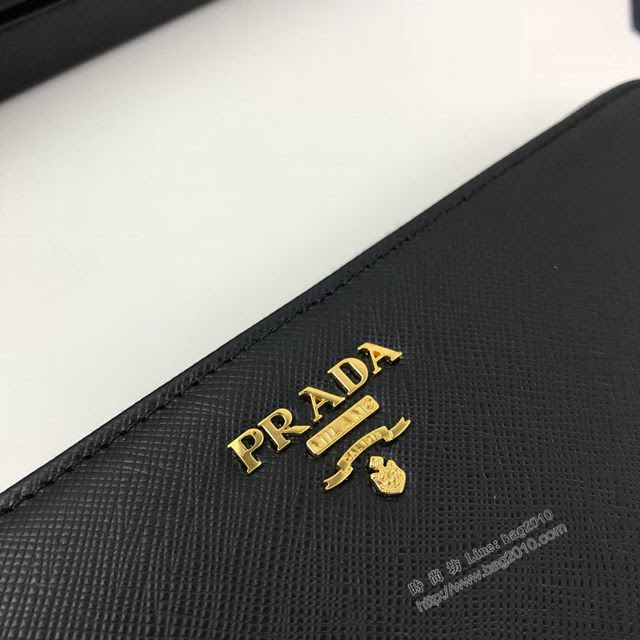 prada錢包 普拉達經典款大號單拉鏈錢包 1M1188 Prada黑色男士長錢包  pyd2420